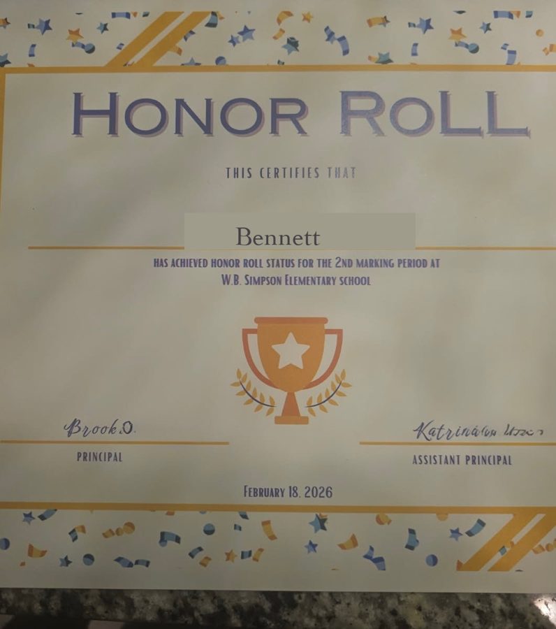 Student Honor Roll certificate, 2nd marking period